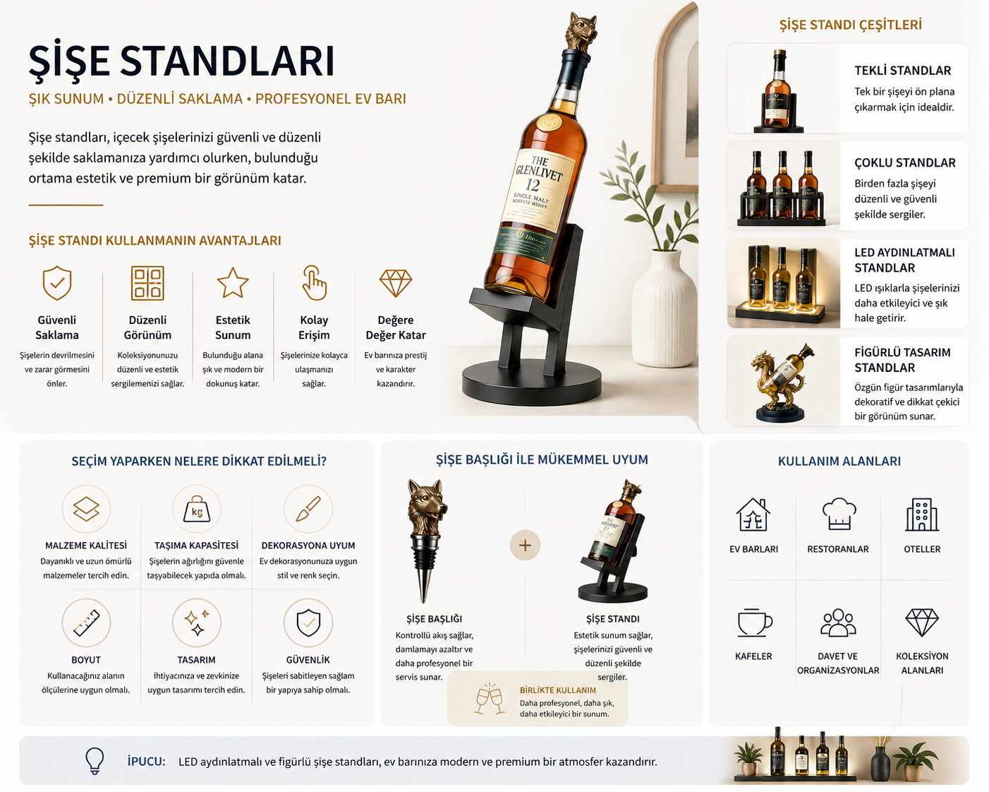 Şişe Standları: Ev Barı ve Koleksiyonlar İçin Premium Şişe Standı Rehberi | Bayvora